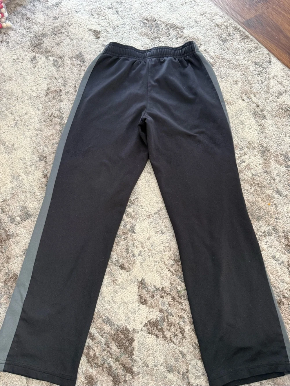 Under Armour Black Track Pants with Gray Side Stripes